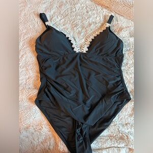 Cupshe Black Swimsuit with Lace Detail